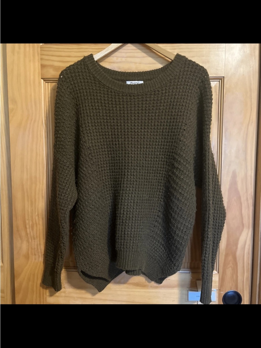 Madewell Olive Green Waffle Knit Crewneck Sweater M